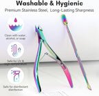 Makartt Cuticle Trimmer: Cuticle Nipper and Cuticle Pusher Set, Rainbow - Image 8