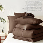 CozyLux Oversized King Comforter Sets Brown, 7 Pieces Bed in a Bag, 120x98 Box - Image 5