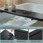 Elegant Black Bamboo Bathtub Tray Caddy - Image 7