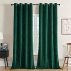 Joydeco Dark Green Velvet Curtains 63 Inches Long, Luxury Grommet Blackout by JOYDECO