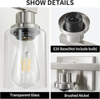 3-Light Bathroom Light Fixtures, Nickel Bathroom Vanity Light - Image 4