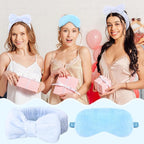 Jexine 24 Pcs Spa Slumber Party Headband Plush Sleep Eye Mask Bulk Bow Hair - Image 4