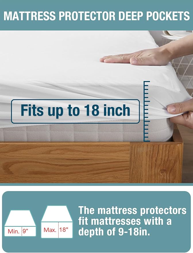 Bedecor Twin XL Split King Waterproof Mattress Protector, Protects Against - Image 4