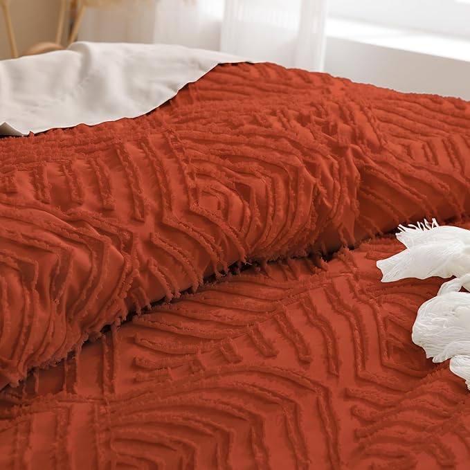 Andency Burnt Orange Oversized King Comforter 128''x120'', 3 Pieces Terracotta - Image 5