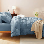 CozyLux King Size Comforter Set Mineral Blue, 7 Pieces Pintuck Bed in A Bag - Image 9