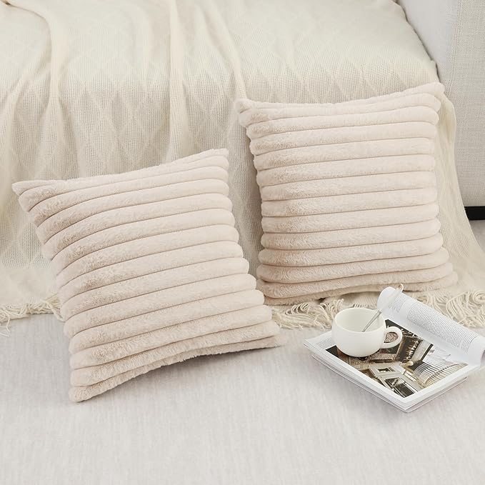 Pallene Faux Fur Plush Throw Pillow Covers 26x26 Set of 2, Luxury Soft Fluffy - Image 6