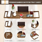 Premium Teak Bathtub Tray Caddy, Wooden Bath Caddy Trays - Image 3
