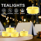 3.5-Hour 100Pack Yellow Tealight Candles, Outdoor and Indoor Summer Scented - Image 4