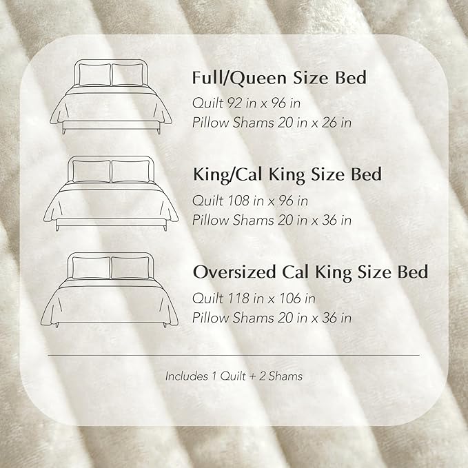 EVERGRACE Velvet Quilt Set King Size, Luxurious Soft Striped Channel Bedding Set - Image 9