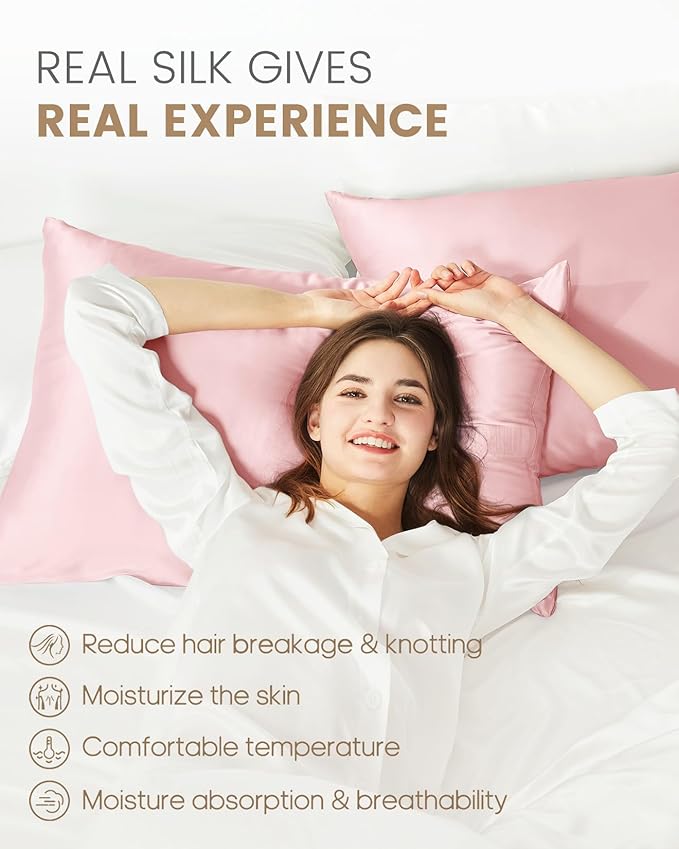 THXSILK Mulberry Silk Pillowcase Hypoallergenic Zipper Pillow Case - Image 3