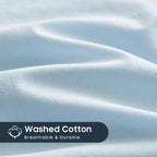 Wake In Cloud - Cotton Duvet Cover Set, Twin Size, Sky Blue, 100% Washed Cotton - Image 7