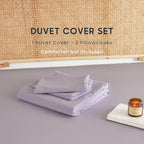 Wake In Cloud - Cotton Duvet Cover Set, Twin Size, Light Purple, 100% Washed - Image 2