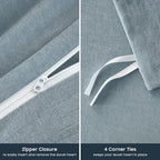 Wake In Cloud - Cotton Duvet Cover Set, Queen Size, Light Denim Blue, 100% - Image 7