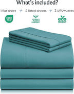 LuxClub 5 PC Split King Sheet Set, Breathable Luxury Bed Sheets, Deep Pockets - Image 2