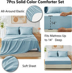 CozyLux Queen Comforter Set Light Blue, 7 Pieces Bed in a Bag Queen Comforter - Image 6