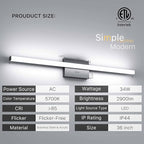 36Inch LED Bathroom Vanity Light Bar 5700K Dimmable Led Bathroom Light Over - Image 2