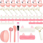 8 Sets Spa Party Supplies include 8 Jade Rollers Face Mask Brushes Face Mask by Threlaco