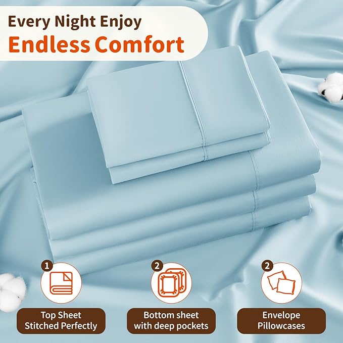 LBRO2M Split King Sheet Sets for Adjustable Bed 1000 Thread Count 100% Egyptian - Image 5