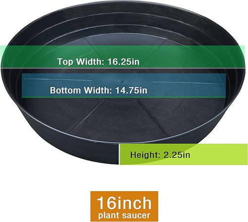 16 Inch Large Plant Saucers, Extra-Deep 2.3 in Black Drip Trays - Image 2