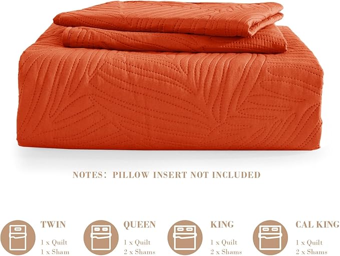 Exclusivo Mezcla King Size Quilt Bedding Set, Lightweight Burnt Orange Quilts - Image 6