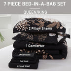 Yogeneg 7 Piece Bed in a Bag King Size Comforter Set Botanical Floral Bedding - Image 6