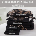 Yogeneg 7 Piece Bed in a Bag Queen Comforter Set Botanical Floral Bedding Set - Image 6