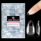 UNA GELLA Short Almond Fake Nails 216pcs Pre-shape Gel Acrylic Nail Tips by UNAGELLA