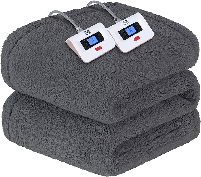SEALY Electric Blanket King Size, Dual Control Soft Sherpa Heated Blanket by Sealy
