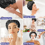 1 PCS Shower Cap, Double Layer & Adjustable Bathing Cap - Image 7