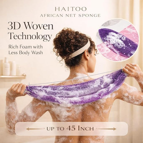 African Net Sponge Authentic, 3 Pieces African Exfoliating Net Sponge Body Back - Image 2