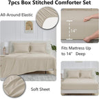 CozyLux King Size Comforter Set Oatmeal - Image 6
