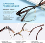 Blue Light Blocking Glasses Vintage Half Frame UV Clear Lens Anti Eyestrain - Image 3
