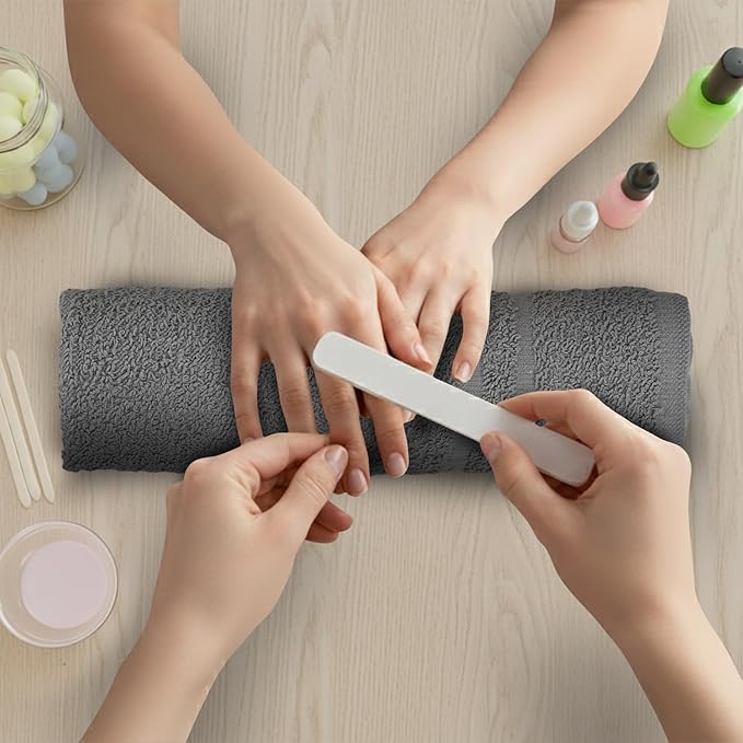 24 Pack Dark Grey Hand Towels 100% Cotton Spa Towel – 16x27 inches Highly - Image 7