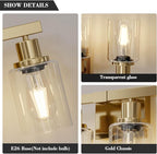 2-Light Brushed Gold Vanity Lights - Image 4