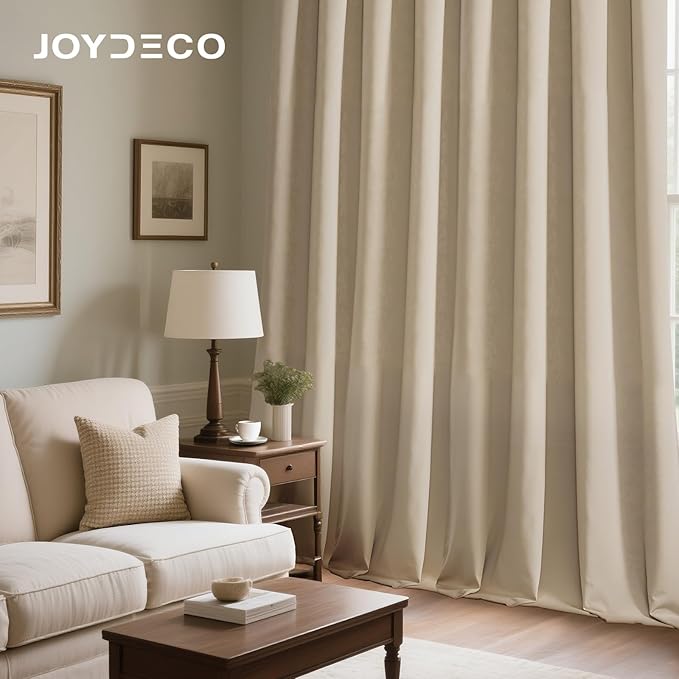 Joydeco Latte Coffee Velvet Curtains 84 Inches 2 Panels, Luxury Thermal - Image 4