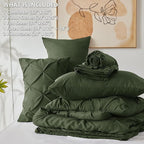 CozyLux Full Size Comforter Sets Olive Green, 7 Pieces Pintuck Bed in A Bag - Image 7