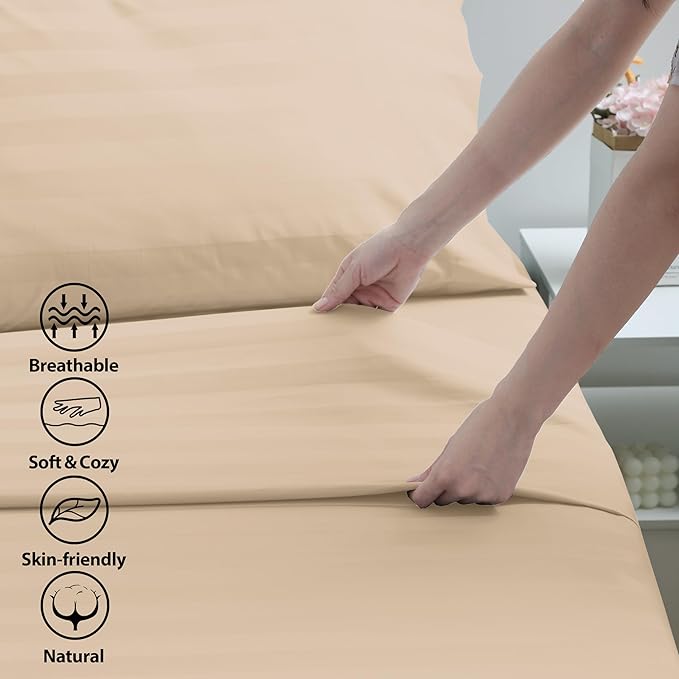 Cotton Calking Flat Sheet Only, 600 Thread Count 100% Egyptian Cotton Top Sheet - Image 3