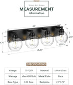 Bathroom Light Fixtures, 4 Light Matte Black Vanity Light, 26 Inch Modern Wall - Image 3