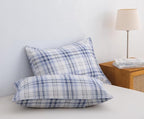 SLEEPBELLA Blue White Grid Duvet Cover Set, 100% Cotton Bedding, Buffalo Plaid - Image 3
