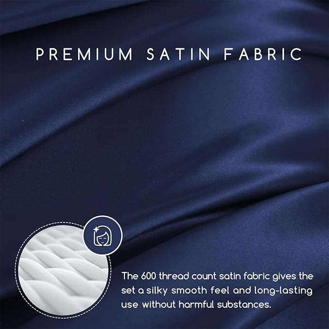 MR&HM Satin Bed Sheets, Twin XL Size Sheets Set - Image 2