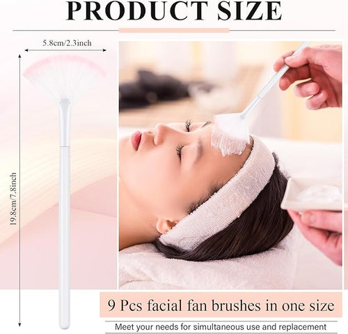 9 Pieces Facial Fan Mask Brushes, Soft Facial Applicator Brushes Tools - Image 2