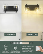 Bathroom Light Fixtures, 2 Light Matte Black Vanity Light, Modern Wall Sconces - Image 8