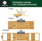 Bamboo Bathtub Caddy Tray Expandable - Image 4