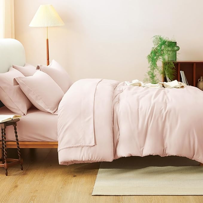 CozyLux Twin XL Comforter Set Blush Pink, 5 Pieces Bed in a Bag Twin Extra Long - Image 6