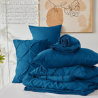 CozyLux King Size Comforter Set Teal, 7 Pieces Pintuck Bed in A Bag Teal - Image 7
