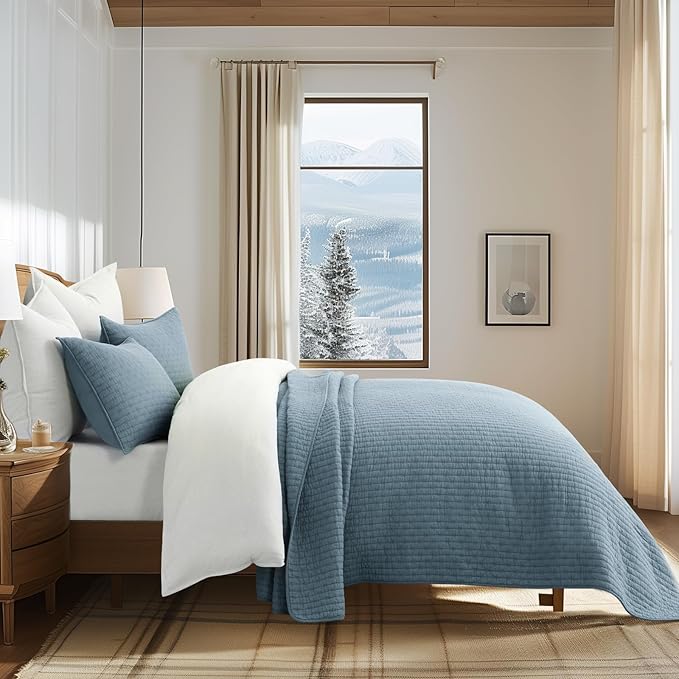 EVERGRACE x Kinsey Walsh Cross Stitch Pre-Washed Cotton Quilt Bedding Set King - Image 4