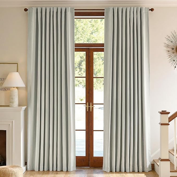 jinchan Chenille Blackout Curtains 84 Inches Long Light Grey Thermal Insulated - Image 6