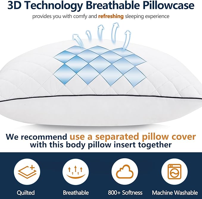 1 MIDDLE ONE Body Pillow, Memory Foam Body Pillows - Image 3