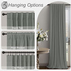 Thick Blackout Curtains for Living Room 2 Panels Set 90 Inches Long Faux Linen - Image 6