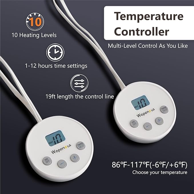 Wapaneus Heated Blanket Electric King Size 90"x100"-Dual Control - Image 6